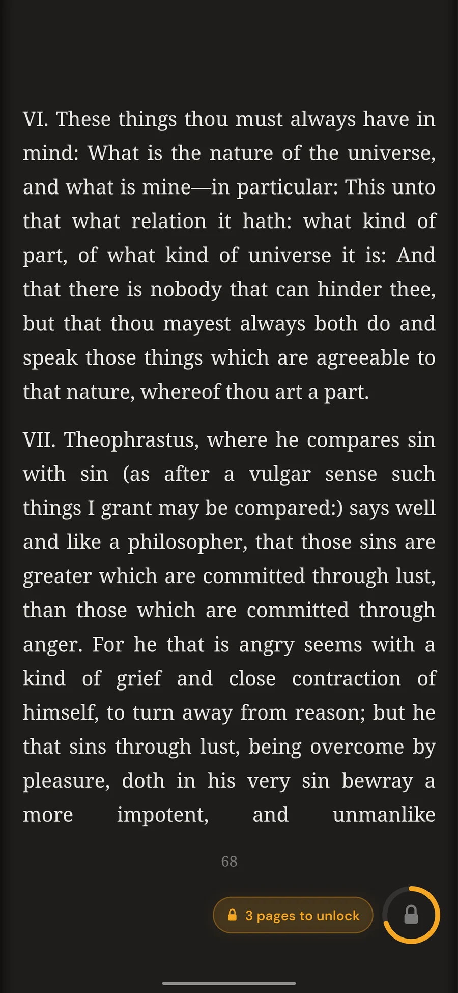 The reader on the Dark theme